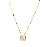 5mm Bezel Single Stone Necklace Delicate Box Chain Classic Girl Jewelry