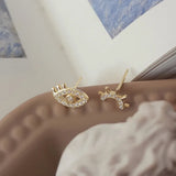 925 Silver Zircon Evil Eye Stud Earrings 18K Plated