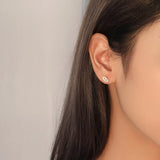 925 Silver Zircon Evil Eye Stud Earrings 18K Plated