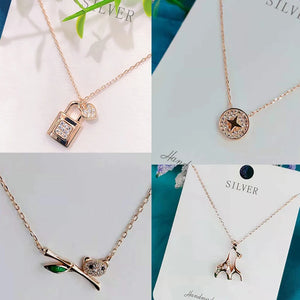 925 Silver Rose 18k Non Allergic Necklace for Women