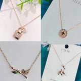 925 Silver Rose 18k Non Allergic Necklace for Women
