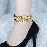 Cuban Link Chain Anklet for Women 10.5mm Beach Bracelet