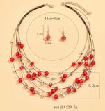 Colorful Pearl Crystal Earth Necklace Set