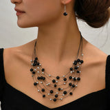 Colorful Pearl Crystal Earth Necklace Set