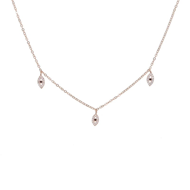 925 Silver Evil Eye Chocker Necklace Cubic Zirconia Charm Dainty Jewelry