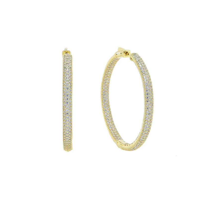 CZ Pave Circle Hoop Earrings for Women