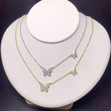 Summer Micro Pave CZ Butterfly Charm Women Necklace