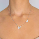Summer Micro Pave CZ Butterfly Charm Women Necklace