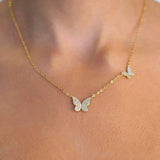 Summer Micro Pave CZ Butterfly Charm Women Necklace