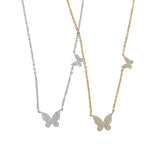 Summer Micro Pave CZ Butterfly Charm Women Necklace