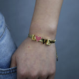 Summer Red Neon Colorful Letter Charm Bracelet