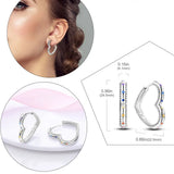 925 Sterling Silver Sparkling Hoop Earrings for Women Girls Daily Wear