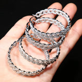 Cuban Chain Round Hoop Earrings with Clear CZ - Wedding Party Ear Jewelry