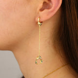 925 Silver Handcuff Long Chain Earring Women Rainbow