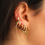 925 Silver Handcuff Long Chain Earring Women Rainbow
