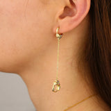925 Silver Handcuff Long Chain Earring Women Rainbow