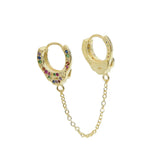 925 Silver Handcuff Long Chain Earring Women Rainbow