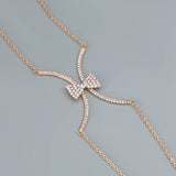 Summer Metal Rhinestone Bow Chest Chain Hip Hop Party Body Chain