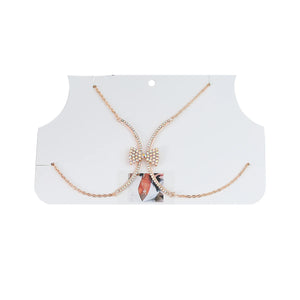 Summer Metal Rhinestone Bow Chest Chain Hip Hop Party Body Chain