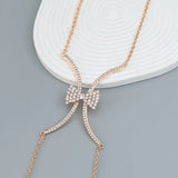Summer Metal Rhinestone Bow Chest Chain Hip Hop Party Body Chain