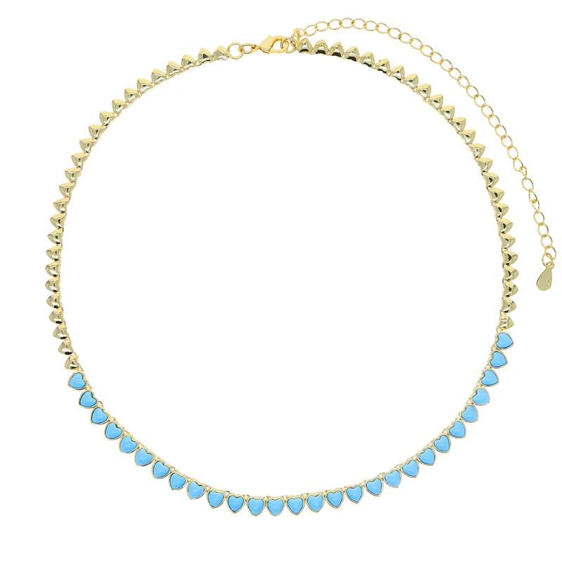 Turquoise Stone Heart Shaped Tennis Bracelet for Women