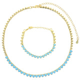 Turquoise Stone Heart Shaped Tennis Bracelet for Women
