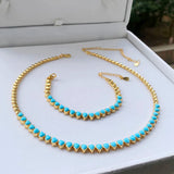 Turquoise Stone Heart Shaped Tennis Bracelet for Women