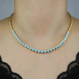Geometric Turquoise Stone Tennis Bracelet for Women