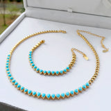 Geometric Turquoise Stone Tennis Bracelet for Women