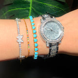 Geometric Turquoise Stone Tennis Bracelet for Women