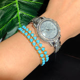 Geometric Turquoise Stone Tennis Bracelet for Women