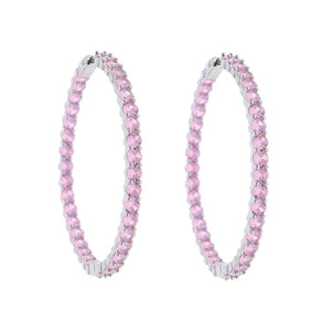 Summer High Round Earring Bling CZ Jewelry Micro Paved 55mm Hoop Women