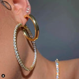 Summer High Round Earring Bling CZ Jewelry Micro Paved 55mm Hoop Women