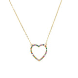 925 Sterling Silver Heart Pendant with Rainbow Cz