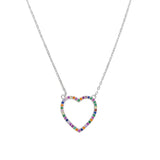 925 Sterling Silver Heart Pendant with Rainbow Cz