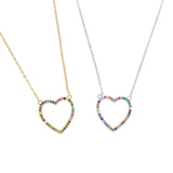 925 Sterling Silver Heart Pendant with Rainbow Cz