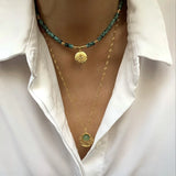 Summer Stone Pendant Necklace Retro Charm Jewelry