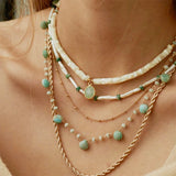 Summer Stone Pendant Necklace Retro Charm Jewelry