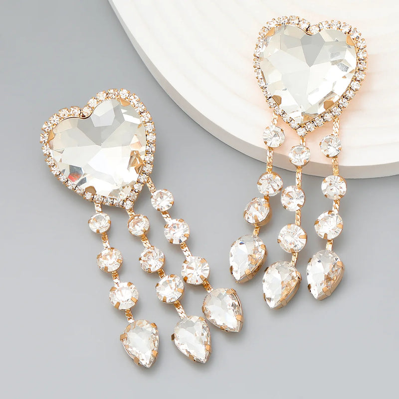 Love Shaped Tassel Earrings Women's Alloy Dinner Earrings