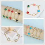 Sweet Romantic Hot 10 Colors Five Leaf Flower Charms Bracelet
