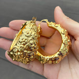 18k 45mm Hoop Earrings for Women, Flower Shape Casual Earrings