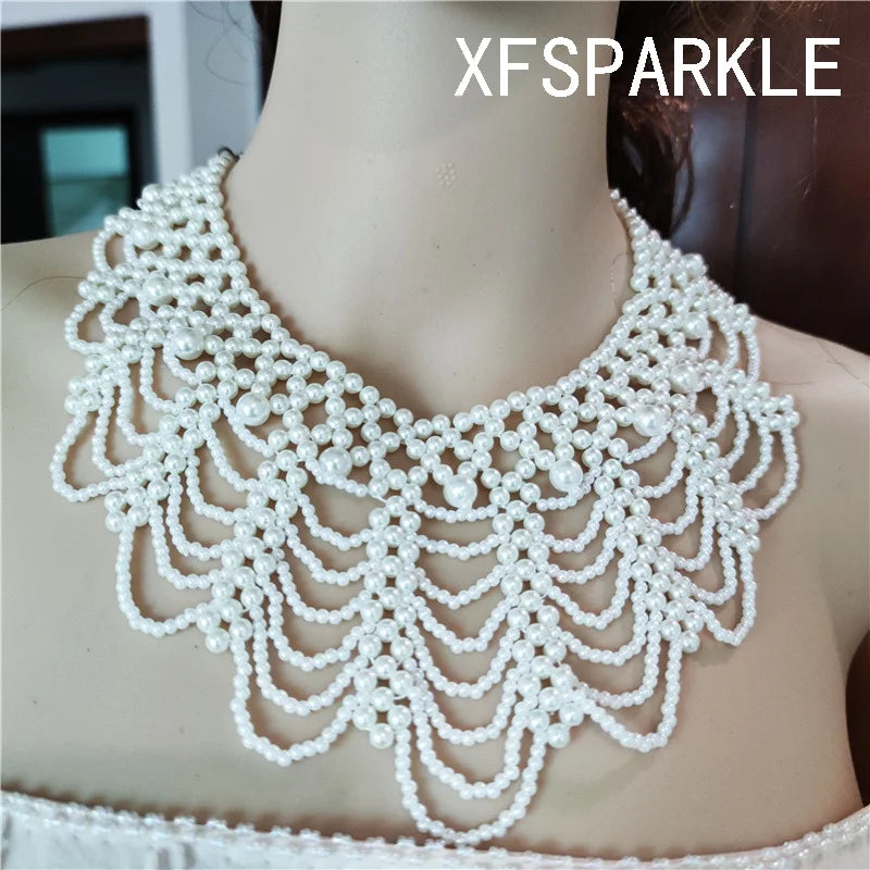 Chinese Multi-layer Pearl Chest Chain Accessories