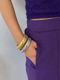 Wide Retro Bracelet Punk Elastic Vertical Stripe Ladies Wrist Accessories