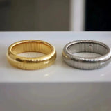 Wide Retro Bracelet Punk Elastic Vertical Stripe Ladies Wrist Accessories