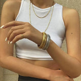 Wide Retro Bracelet Punk Elastic Vertical Stripe Ladies Wrist Accessories