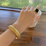 Wide Retro Bracelet Punk Elastic Vertical Stripe Ladies Wrist Accessories