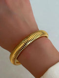 Wide Retro Bracelet Punk Elastic Vertical Stripe Ladies Wrist Accessories