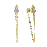 925 Silver Chain Charm Dangle Earrings Crown Cz Paved Shape Wedding