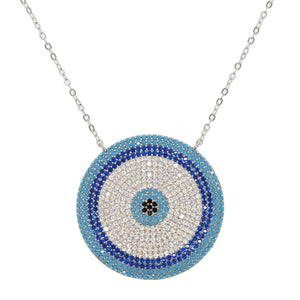 Evil Eye Round Neckalce Paved And Cz Necklace