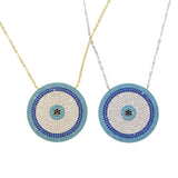 Evil Eye Round Neckalce Paved And Cz Necklace